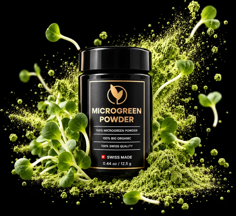 Mikrogrün Pulver von Go Green Schweiz — gefriergetrocknet, 100% Bio