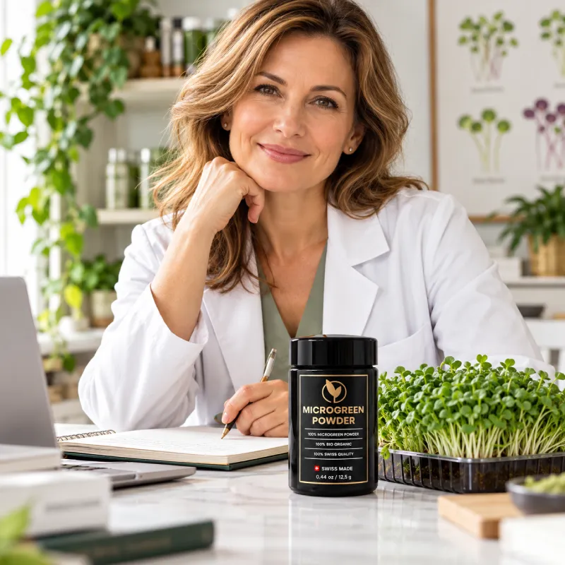 Go Green Schweiz B2B Partnerschaft — Mikrogrün Pulver für Restaurants und Apotheken